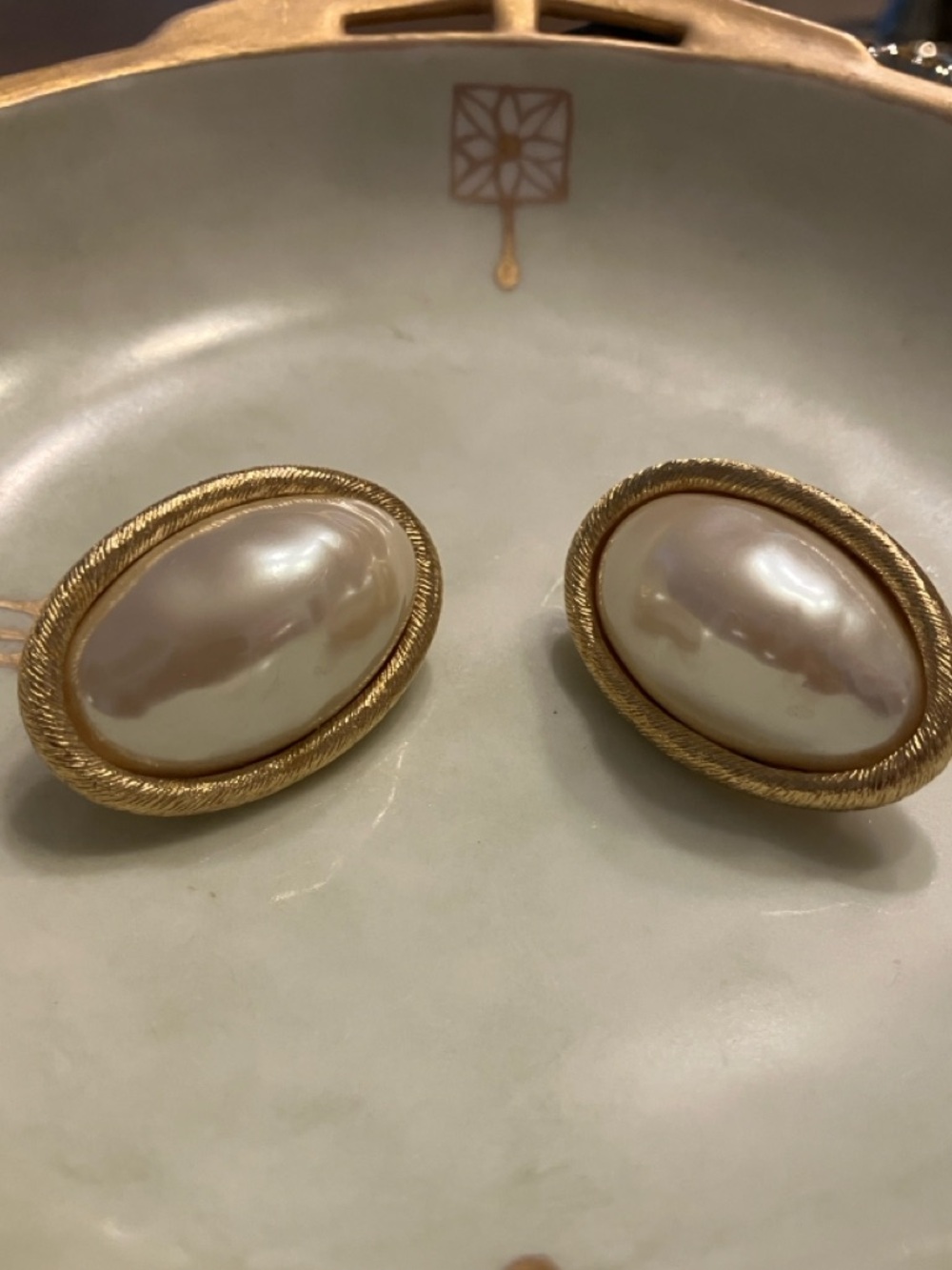 Large Vintage baroque Earrings- Clip on- signed Richelieu